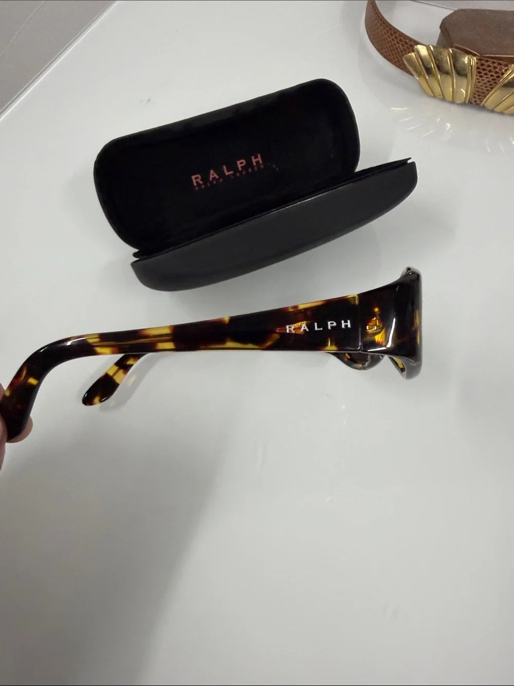 Vintage Ralph Lauren Tortoiseshell Oval Sunglasses with Brown Lenses 90's